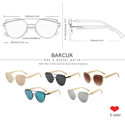 Damen-Sonnenbrille Holz Katzenauge polarisiert Luxus Geschenkbox