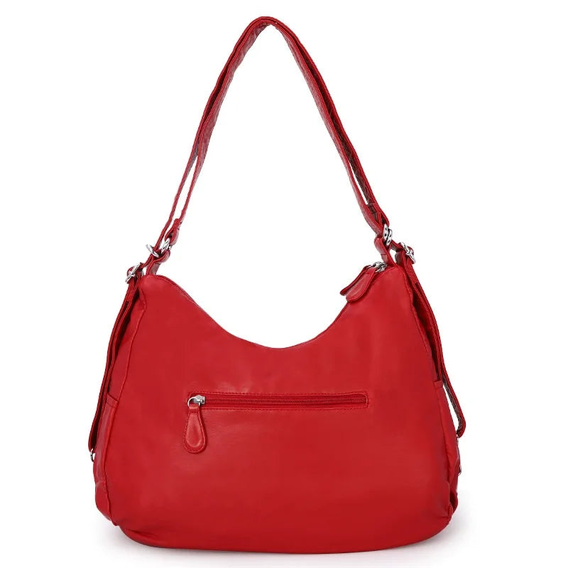 Damen-Schultertasche Aus Soft-PU Großes Fassungsvermögen Vielseitig Einsetzbar Mit Reißverschluss Und Innenfach