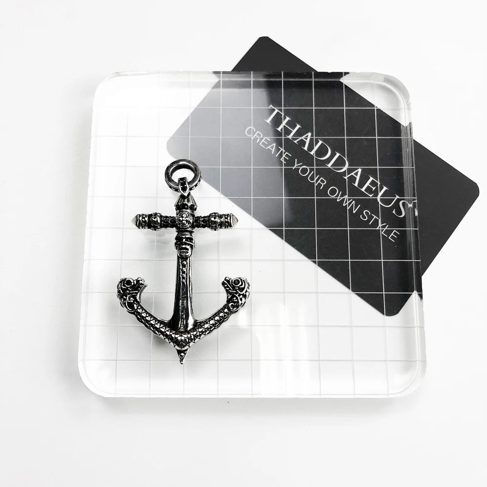 Damen-Charm-Anhänger Totenkopf Anker Punk Rebel aus Sterlingsilber