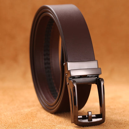 Herren Luxus Echtleder-Gürtel 3,5 cm Designer Automatik-Schnalle Business Rindsleder