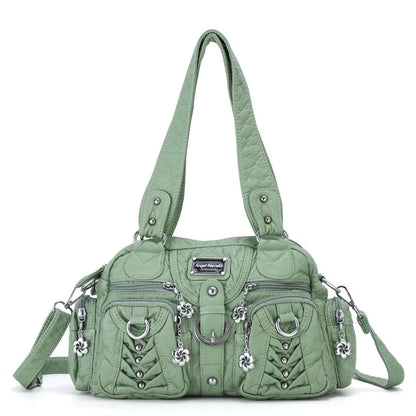 Damen-Satchel-Handtasche aus PU-Leder mit Reißverschluss und viel Stauraum für Alltag und Freizeit
