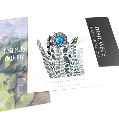 Damen-Ring Ornament blau rund Frühling aus Sterlingsilber