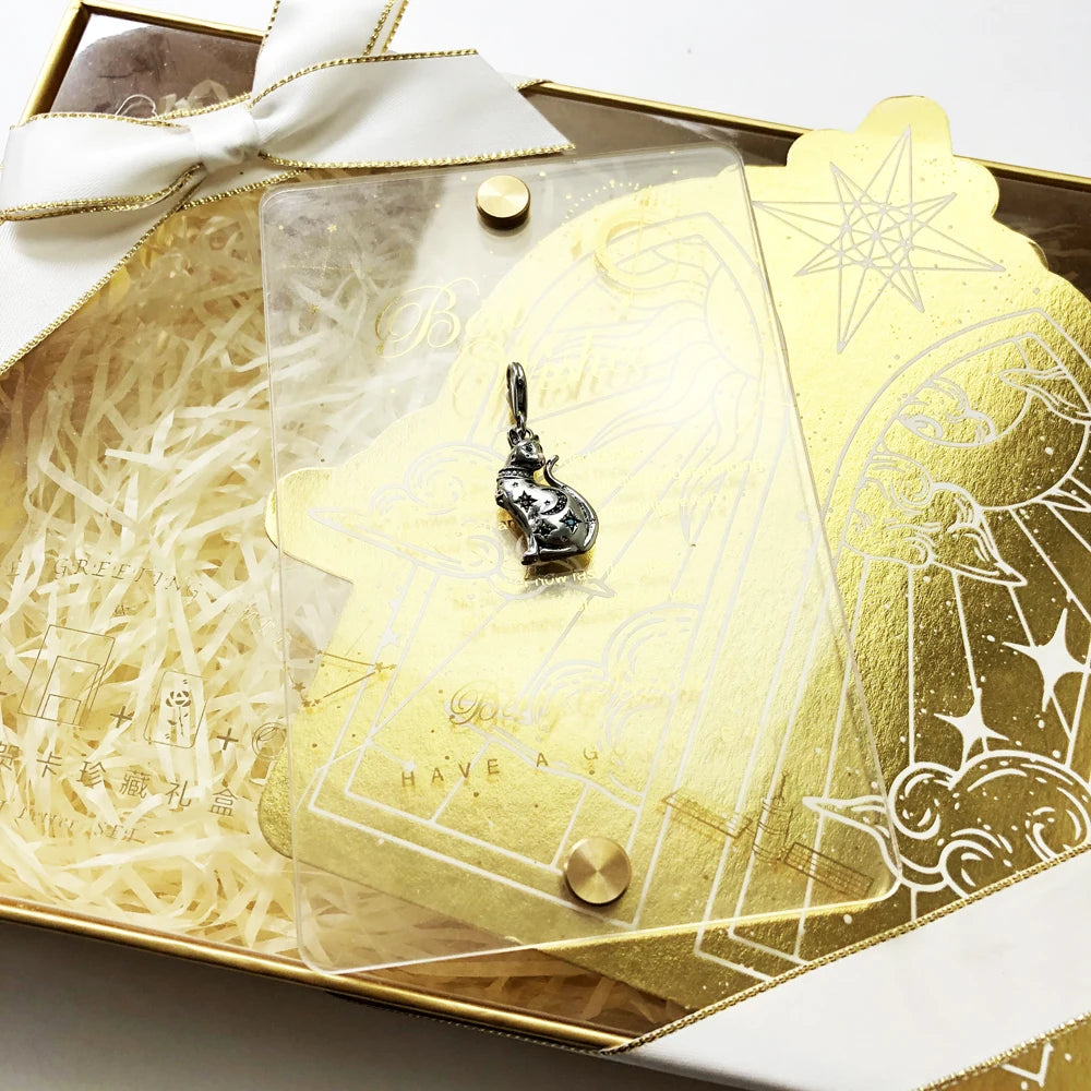 Damen-Charm-Anhänger Magic Cat Sternzeichen Glück II aus Sterlingsilber