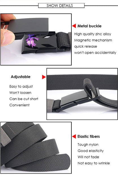 Unisex-Gürtel Mit Magnet-Schnalle 3,4 cm Breite Elastisch Für Outdoor Alltagsaktivitäten Wandern Reisen