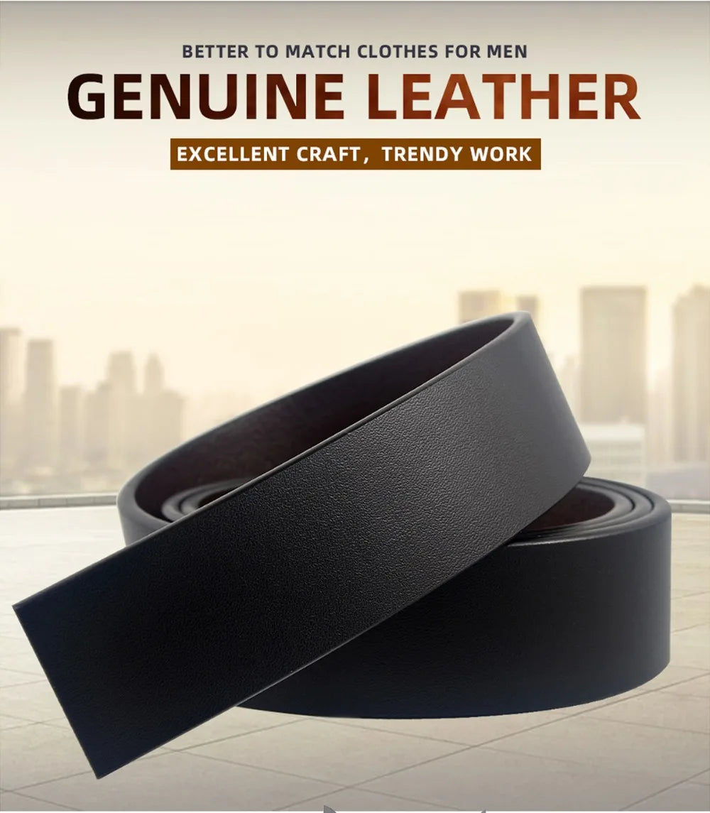 Herren Leder-Gürtelriemen ohne Schnalle 3,5 cm Rindsleder Casual Business