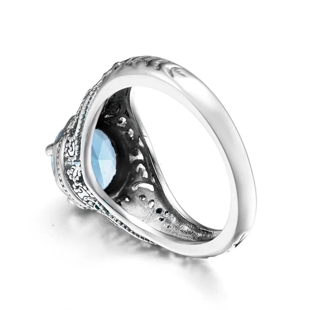 Damen-Ring aus Silber 925 mit Aquamarin Edelstein für Festliche Anlässe und Hochzeit