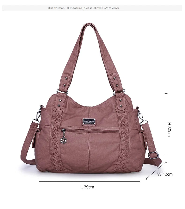Damen-Schultertasche Aus PU-Leder Mit Reißverschluss Und Innenfächern Großes Stauraumvolumen