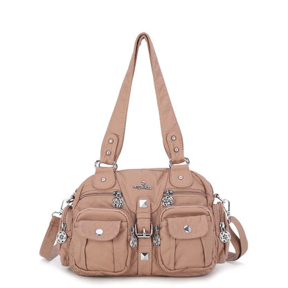 Damen-Schultertasche aus PU-Leder in kompakter Bauweise mit Angenehmer Haptik und Mehrfachfächern