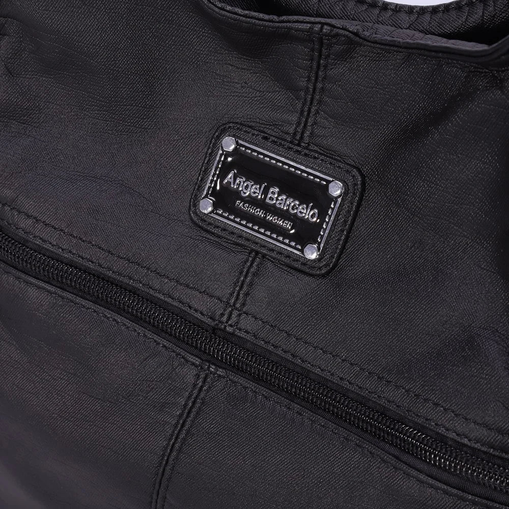 Damen-Schultertasche Aus PU-Leder Mit Reißverschluss Und Innenfächern Großes Stauraumvolumen