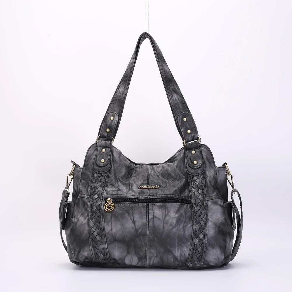 Damen-Schultertasche Aus PU-Leder Mit Reißverschluss Und Innenfächern Großes Stauraumvolumen