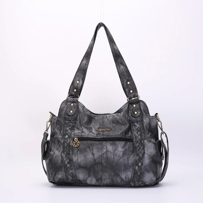 Damen-Schultertasche Aus PU-Leder Mit Reißverschluss Und Innenfächern Großes Stauraumvolumen
