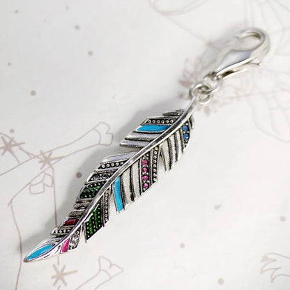 Damen-Charm-Anhänger bunte Federn Sommer aus Sterlingsilber