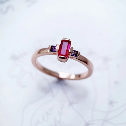 Damen-Ring Baguette-Schliff Roségold trendig aus Sterlingsilber