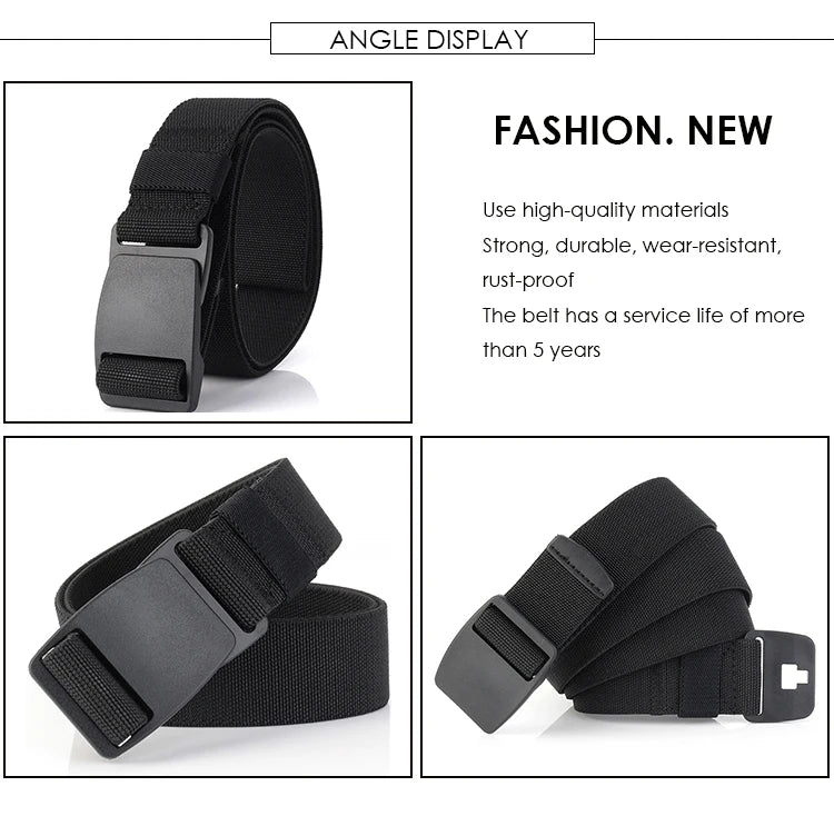 Unisex-Stretch-Gürtel Metallfrei mit Schnellverschluss Elastischer Nylon-Gürtel für Alltag