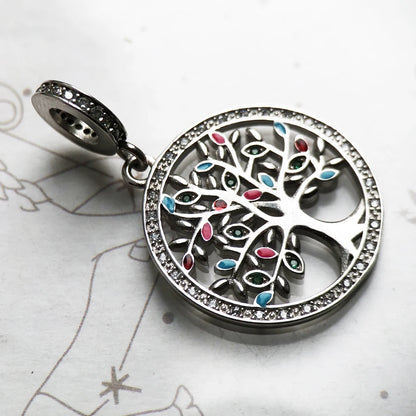 Damen-Charm-Anhänger bunter Baum romantisch aus Sterlingsilber