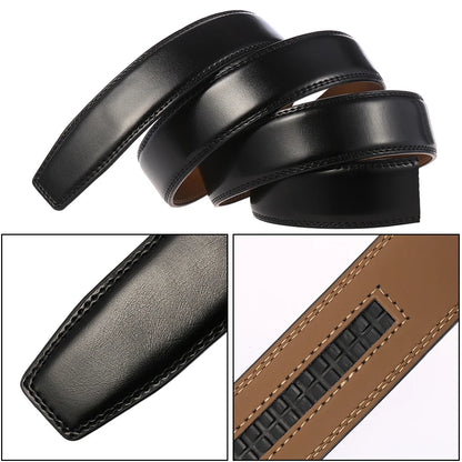 Herren-Gürtel aus Leder, 3,5 cm Breite, Natur-Rindsleder, Automatik-Schnalle, geeignet für formelle Anlässe