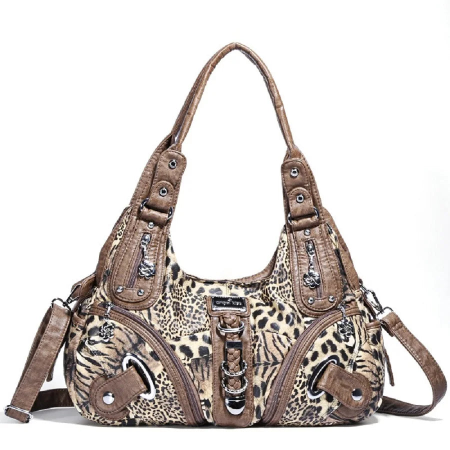 Damen-Handtasche Mit Leopardenmuster Und Obergriff Top-Handle Für Alltag Und Freizeit Stilvoll
