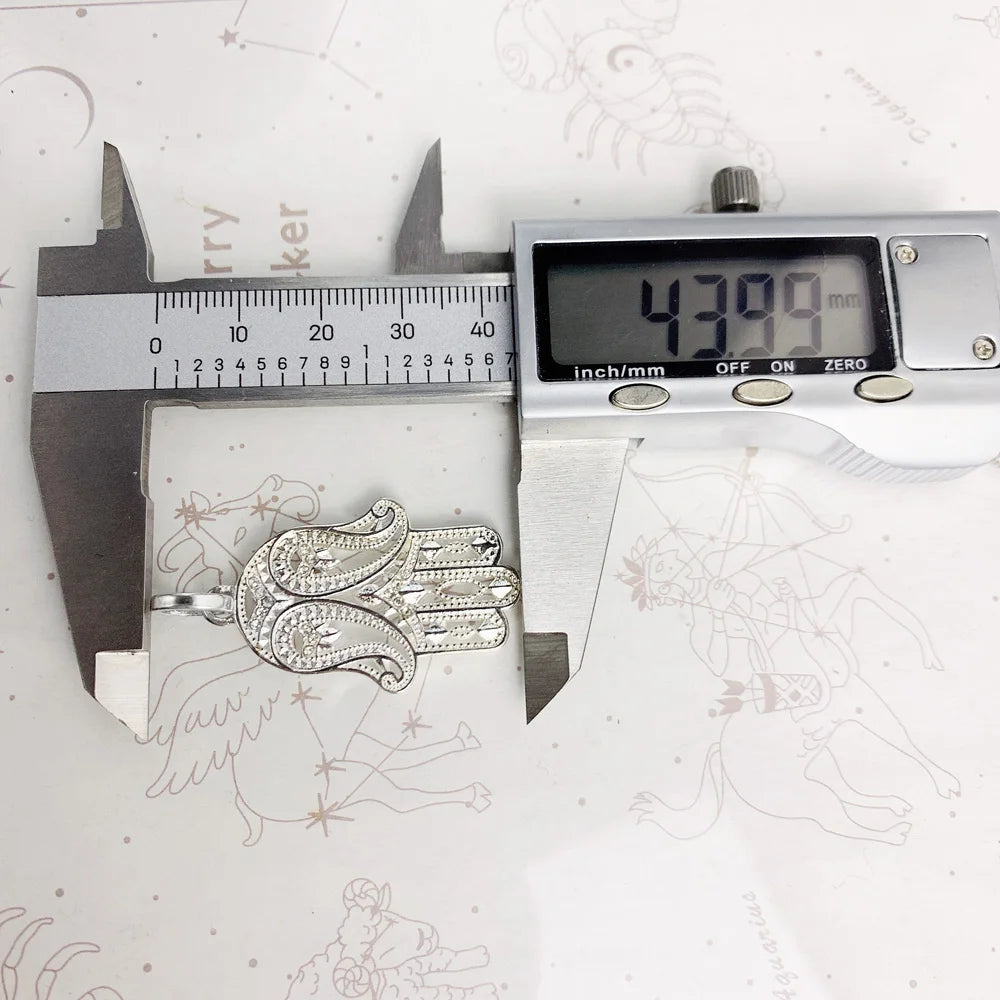 Damen-Charm-Anhänger Hand der Fatima Schutz V aus Sterlingsilber