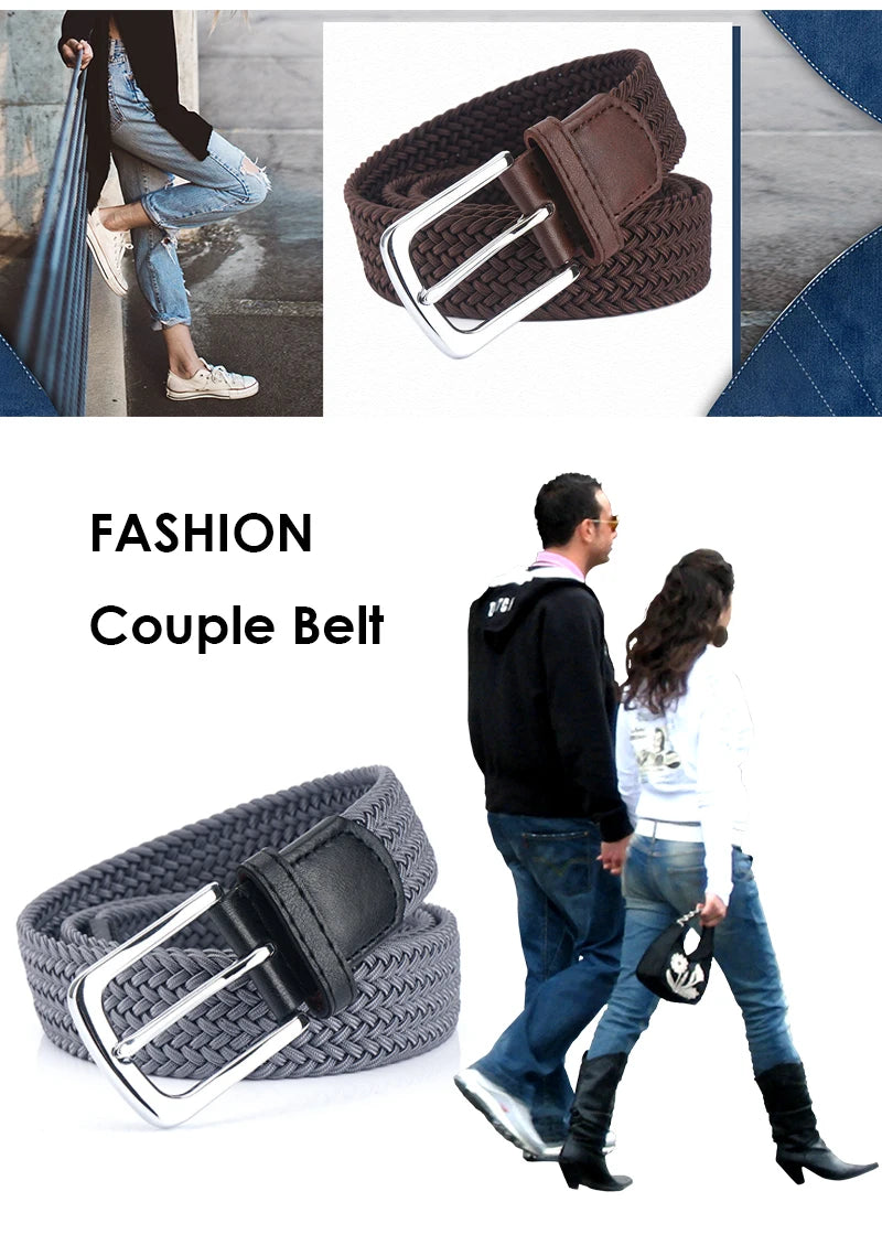 Unisex Gürtel Gewebe Elastikband Silberne Metallschnalle Jeans Geeignet Alltag Freizeit
