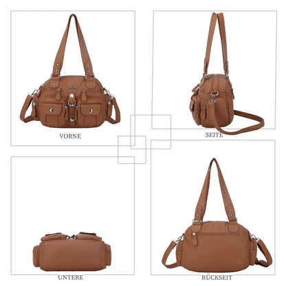 Damen-Schultertasche aus PU-Leder in kompakter Bauweise mit Angenehmer Haptik und Mehrfachfächern