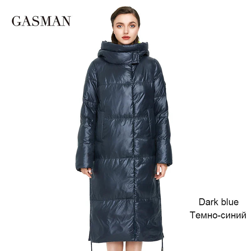 Lange Damen-Winterjacke mit Gürtel, Kapuze und großen Taschen – warmes Outwear für kalte Tage