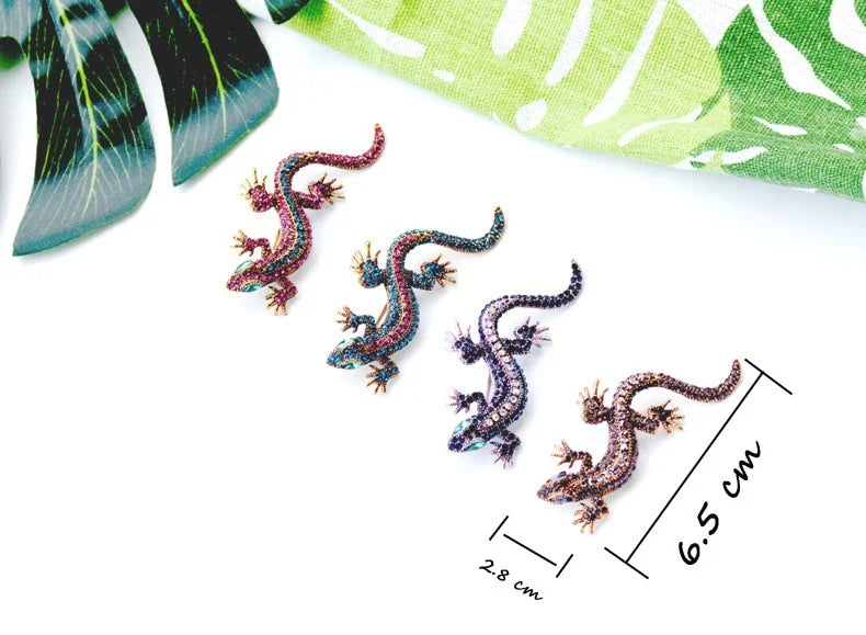 Brosche Eidechse Gecko Strass Vintage Metall Kleidung Party Damen