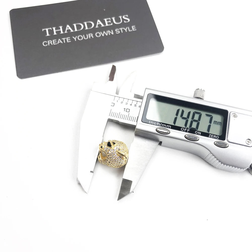 Tigerkopf-Charm, goldfarbenes 925-Sterlingsilber, am Messschieber geprüft