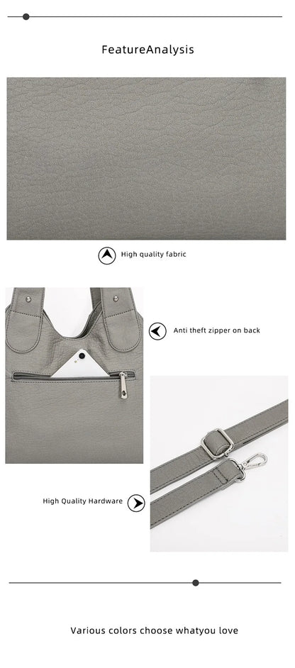 Damen-Schultertasche Aus PU-Leder Große Kapazität Vintage Stil Für Alltag Mit Viel Stauraum