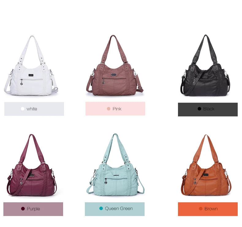 Damen-Schultertasche Aus PU-Leder Mit Reißverschluss Und Innenfächern Großes Stauraumvolumen