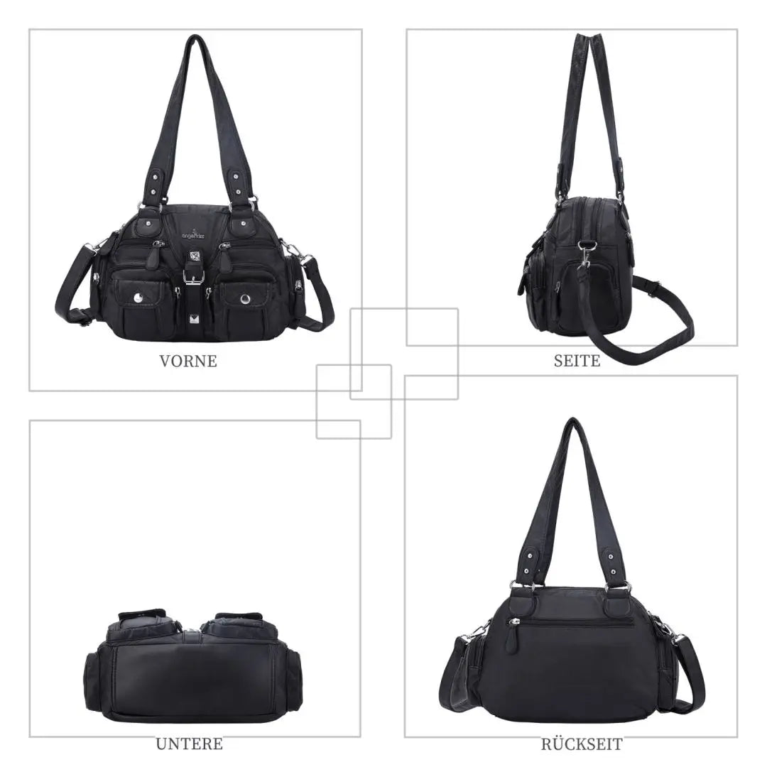 Damen-Schultertasche aus PU-Leder in kompakter Bauweise mit Angenehmer Haptik und Mehrfachfächern