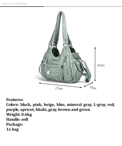Damen-Schultertasche Aus PU-Leder Mit Reißverschluss Und Innenfach Für Alltag Und Freizeit
