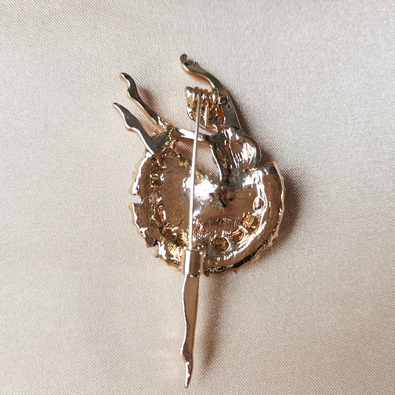 Brosche Ballett Tänzerin Strass Goldfarbig Hijab Pins Anmutig Damen