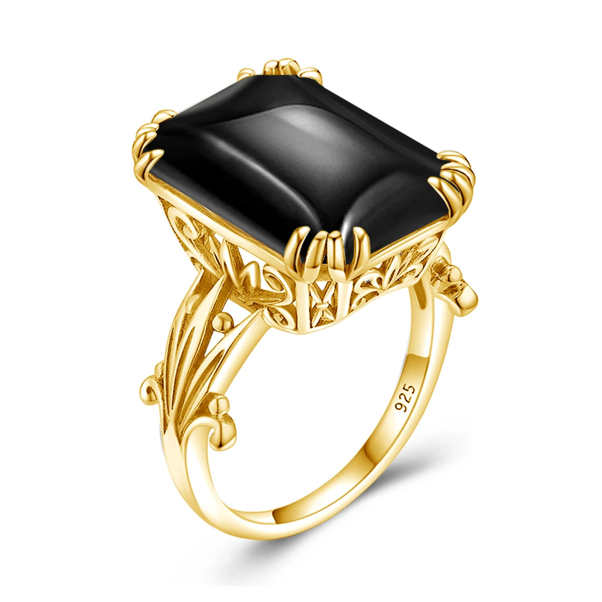 Damen-Ring aus 925er Silber mit großem rechteckigem Citrinstein für eleganten Alltagslook