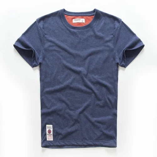 Herren-T-Shirt aus Baumwolle in Dunkelblau mit Rundhalsausschnitt