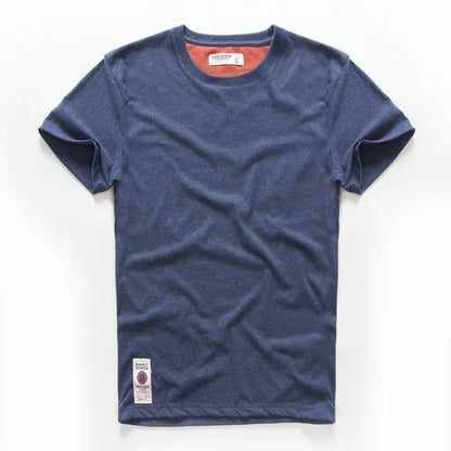 Männer T-Shirt aus Baumwolle im einfarbigen Design mit klassischem O-Ansatz