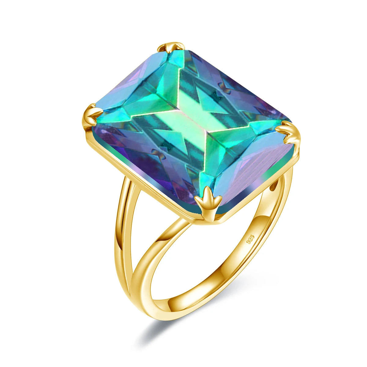 Damen-Amethyst-Ring aus 925er Sterlingsilber mit rechteckigem Stein 13x18 mm Feines Schmuckstück