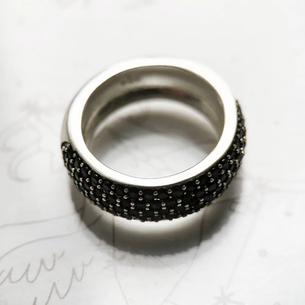 Damen-Ring Pavé schwarz klassisch aus Sterlingsilber