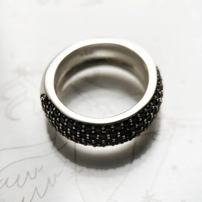 Damen-Ring Pavé schwarz klassisch aus Sterlingsilber