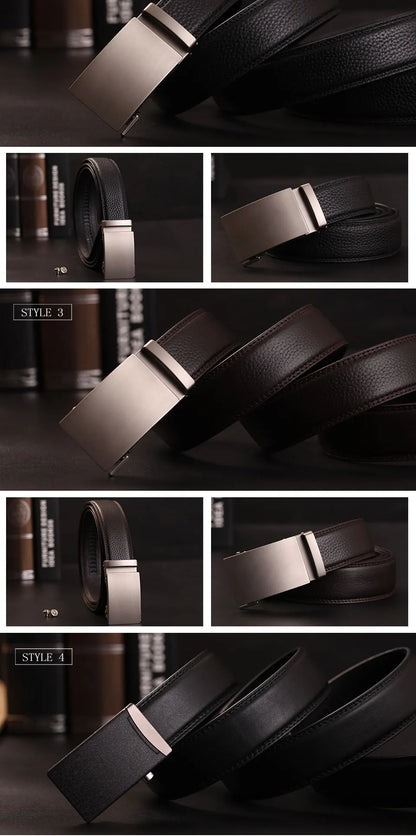 Herren Echtleder-Gürtel Business Casual 3,5 cm Automatik-Schnalle Rindsleder Hochwertig