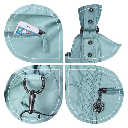 Damen-Schultertasche Aus PU-Leder Mit Reißverschluss Und Innenfächern Großes Stauraumvolumen