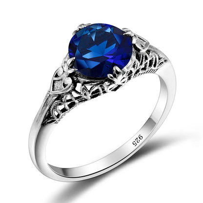 Damen-Ring Aus Sterlingsilber Mit Amethyst Stein Und Vintage-Design Echtschmuck Schmuckstück