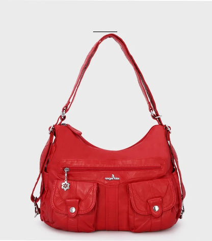 Damen-Schultertasche Aus Soft-PU Großes Fassungsvermögen Vielseitig Einsetzbar Mit Reißverschluss Und Innenfach
