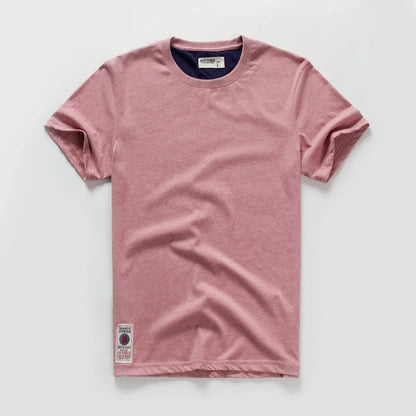 Männer T-Shirt aus Baumwolle im einfarbigen Design mit klassischem O-Ansatz