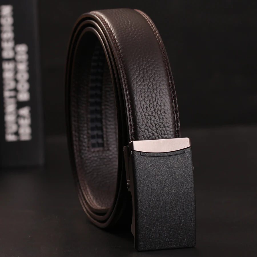 Herren Echtleder-Gürtel Business Casual 3,5 cm Automatik-Schnalle Rindsleder Hochwertig
