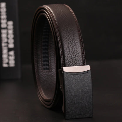 Herren Echtleder-Gürtel Business Casual 3,5 cm Automatik-Schnalle Rindsleder Hochwertig
