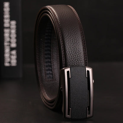 Herren Echtleder-Gürtel Business Casual 3,5 cm Automatik-Schnalle Rindsleder Hochwertig