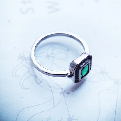 Damen-Ring rot grüne Steine personalisiert Frühling aus Sterlingsilber