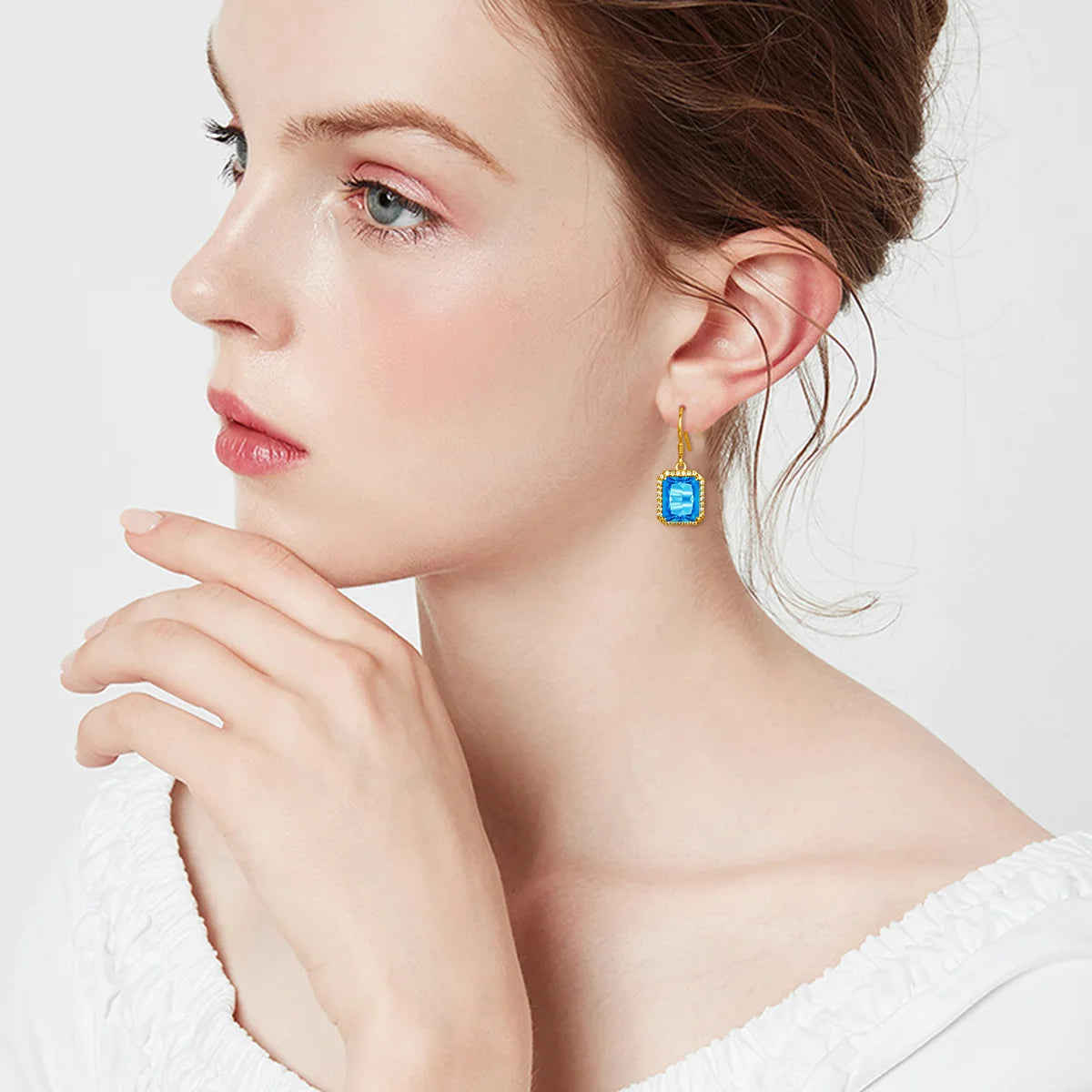 Damen-Ohrhänger Tropfenform Mit Blauem Topas Aus Silber 925 Hochwertiger Brautschmuck