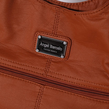Damen-Schultertasche Silber PU-Leder mit Mehrfachfächern für Alltag und Freizeit