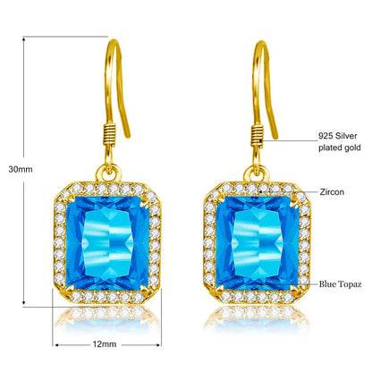 Damen-Ohrhänger Tropfenform Mit Blauem Topas Aus Silber 925 Hochwertiger Brautschmuck
